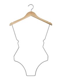 CABIDE DE MADEIRA SILHUETA BIQUINI CROMADO - KIT C/05