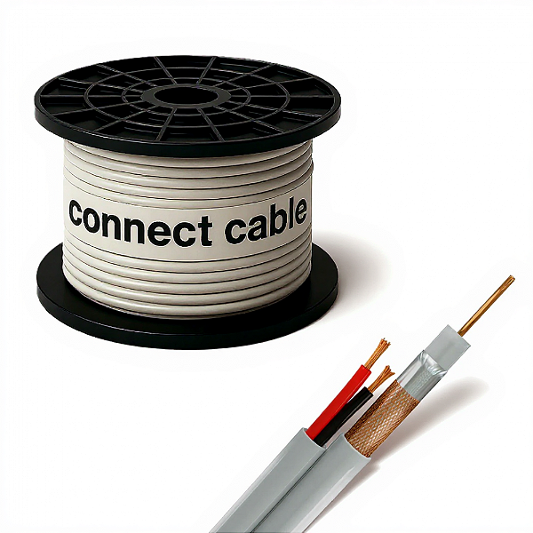 Cabo Cftv Branco Blindado + 2x24AWG 100m P/ Câmera Segurança Multitoc