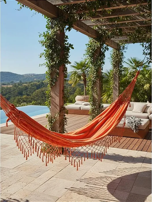 Rede De Dormir Casal Reforçada Laranja 3,80x1,50