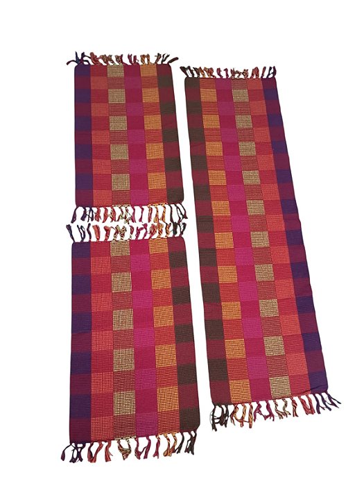 Jogo Tapete de Cozinha Artesanal Passadeira de Algodão 3 Peças