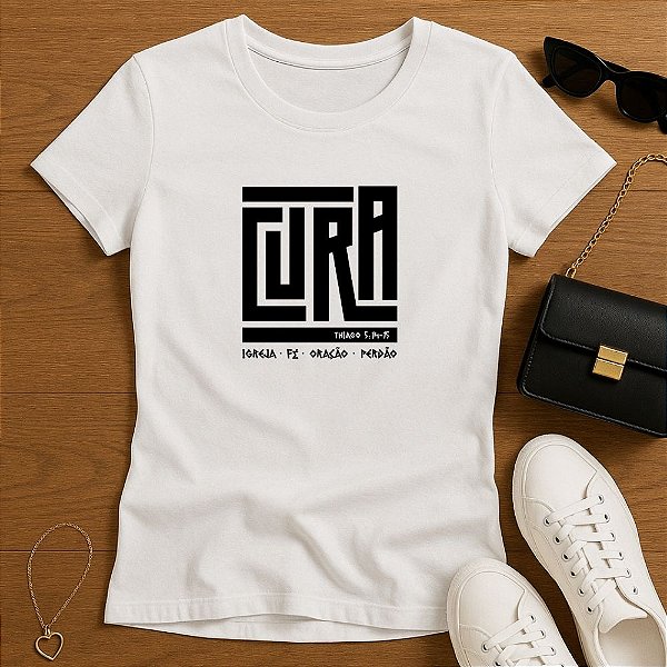 Baby Look Feminina Cristã Branca Minha Cura