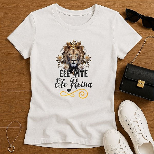 Baby Look Feminina Cristã Branca  Ele Vive