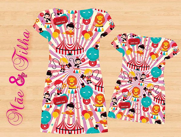 vestido circo rosa mae e filha