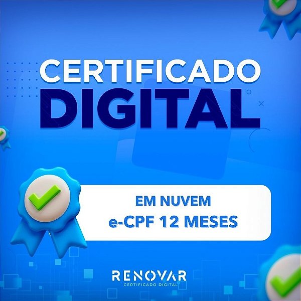 Certificado Digital e-CPF A3 12 meses em NUVEM SAFEID