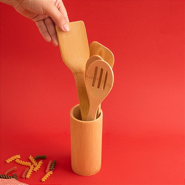 Kit 4 Utensílios de Bambu