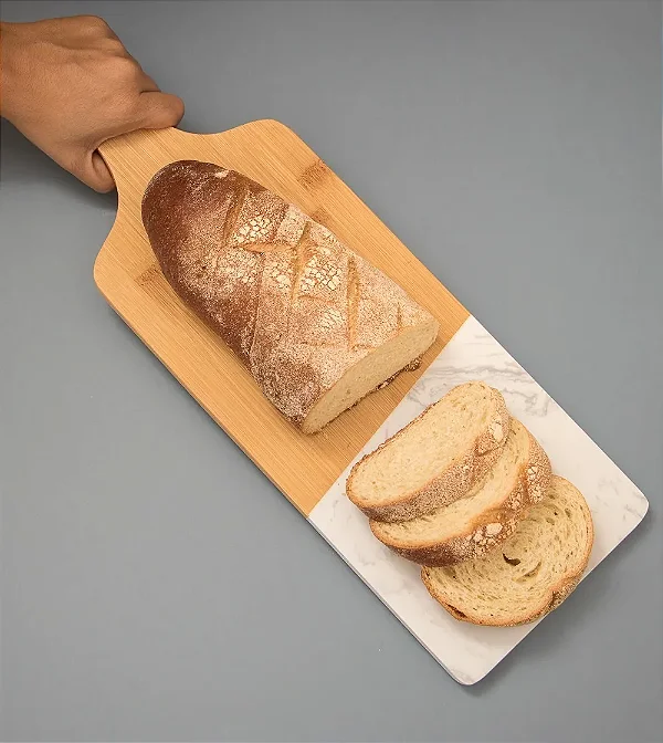 Tábua de Bambu e Mármore com cabo