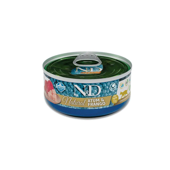 Ração Úmida N&D Natural Gatos Adultos Atum e Frango 70g