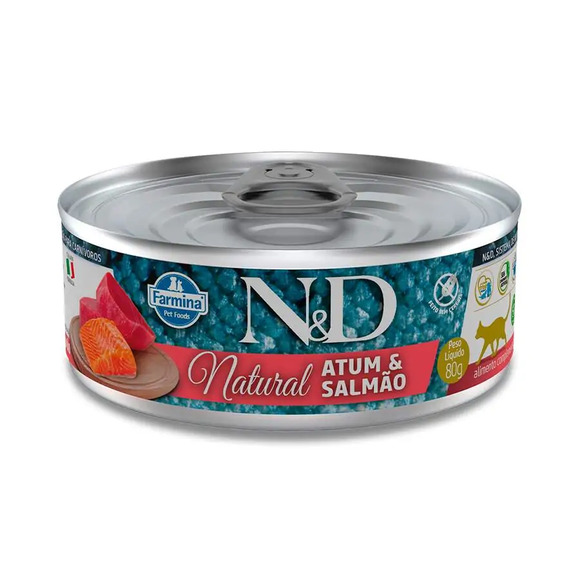 Ração Úmida N&D Natural Atum e Salmão 80 g