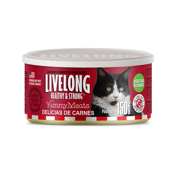 Alimento Natural Livelong Sabor Delícias De Carne Gatos 150 g