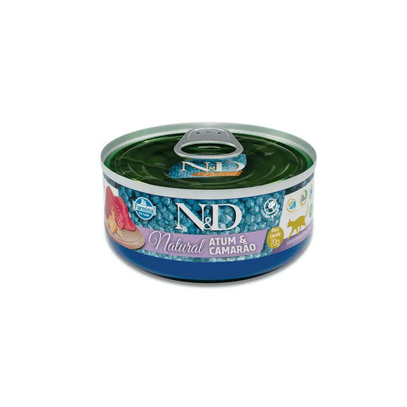 Ração Úmida N&D Natural Gatos Adultos Atum e Camarão 70g