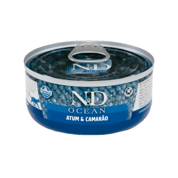 Ração Úmida N&D Ocean Gatos Adultos Atum e Camarão 70 g