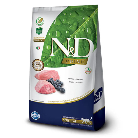 Ração N&D Prime Gatos Adultos Cordeiro e Blueberry 7,5 kg