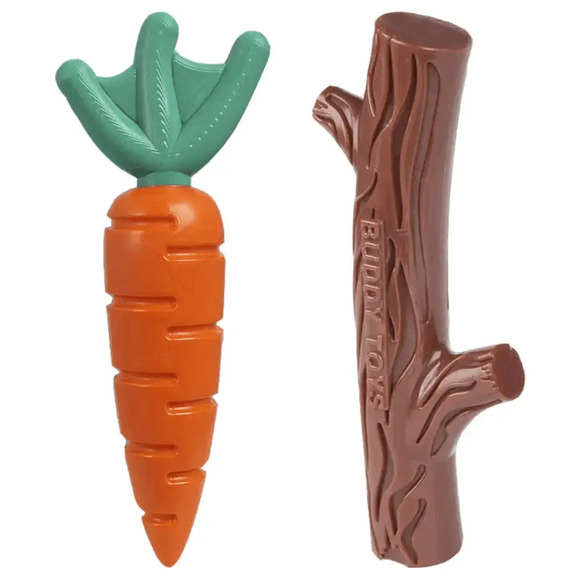 Brinquedo Mordedor Nylon Cenoura e Graveto Buddy Toys Único