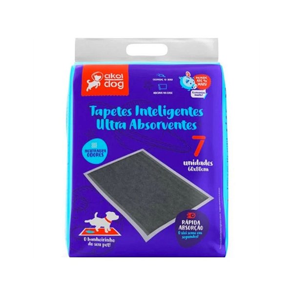 Tapete Higiênico Akol Dog 80x60cm Cinza 7 unidades