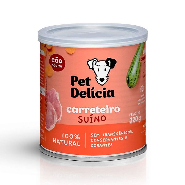 Ração Ãšmida Cão Pet DelÃ­cia Natural Carreteiro SuÃ­no 320g