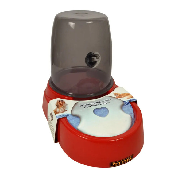 Bebedouro Automático Pelo Longo Pet Flex Vermelho 1,8 L