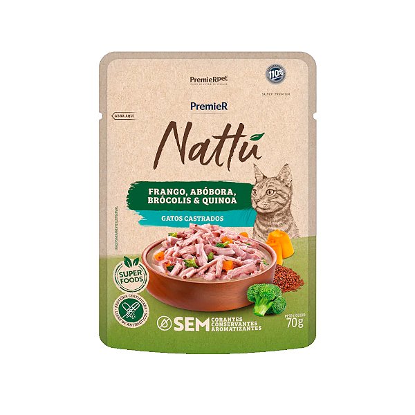 Premier Gourmet Gatos Nattu Castr Fran/abob 70g