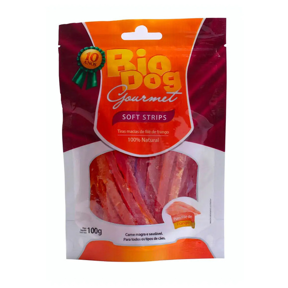 Petisco BioDog Gourmet Soft Strips Filé de Frango 100g