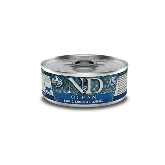 Ração Úmida N&D Ocean Gatos Adultos Badejo, Sardinha e Camarão 70g