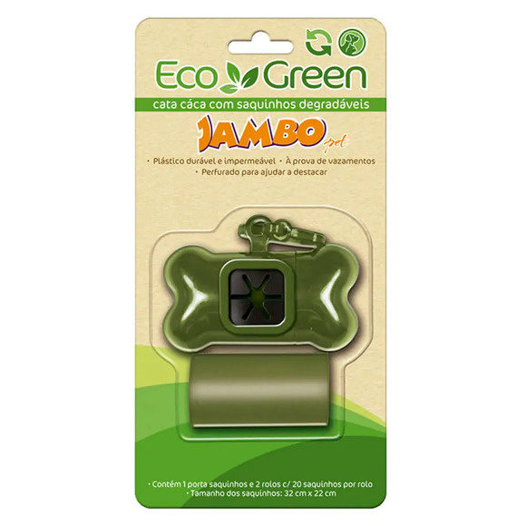 Saquinhos Higiênicos Eco Green com Porta Saquinhos Jambo Pet Único