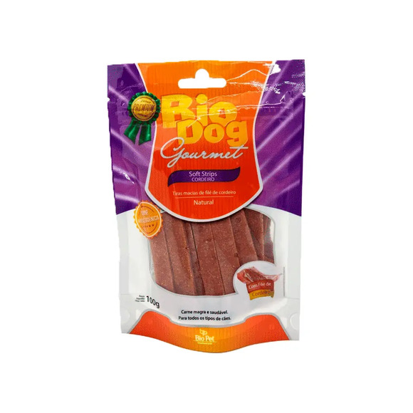 Petisco BioDog Gourmet Soft Strips Cordeiro 100g