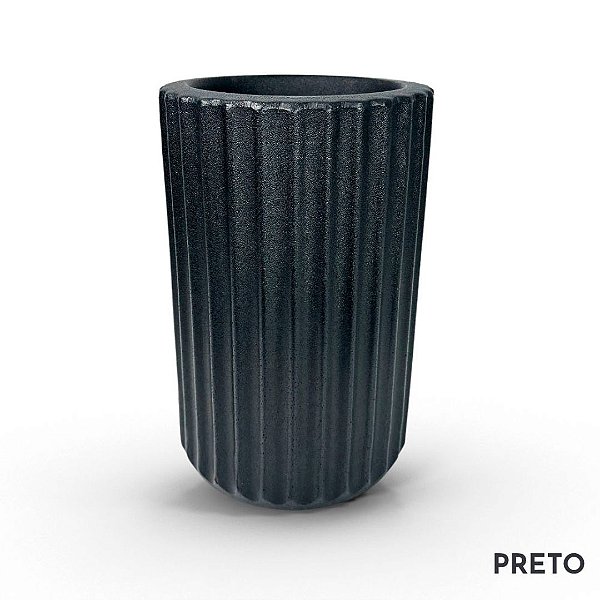 VASO grande ROMA 03 FRISADO POLIETILENO PRETO fácil de limpar