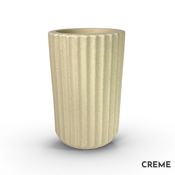 VASO contemporâneo grande ROMA 03 FRISADO POLIETILENO CREME