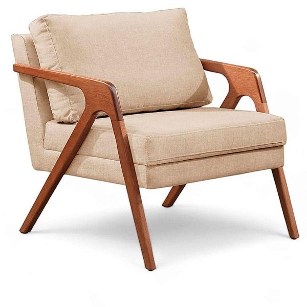 Poltrona Mona Luxo Madeira - Linho