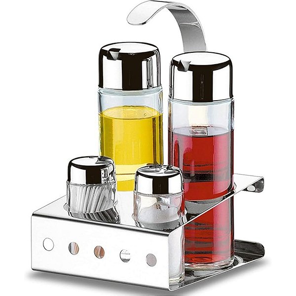 Galheteiro Inox 5 Pcs Parma Vi/az/sa/pa Aço Inox - Brinox