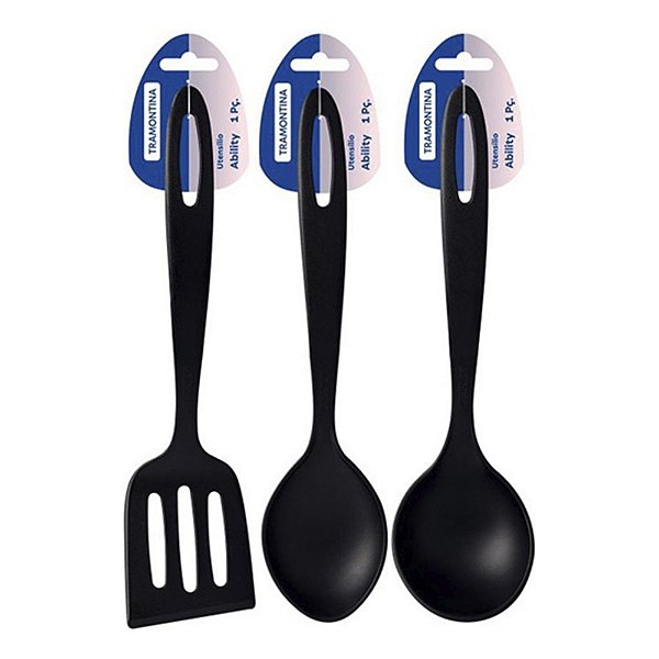Conjunto De Utensílios Ability Nylon Preto 3 Peças - Tramontina