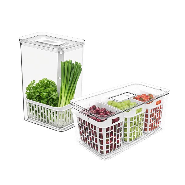 Kit Organizadores para Geladeira Brinox Dry Coza– 2 Peças (2,3L + 6L)