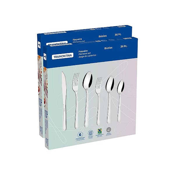 Jogo Dois Faqueiros Búzios 36 Peças Em Inox - Tramontina