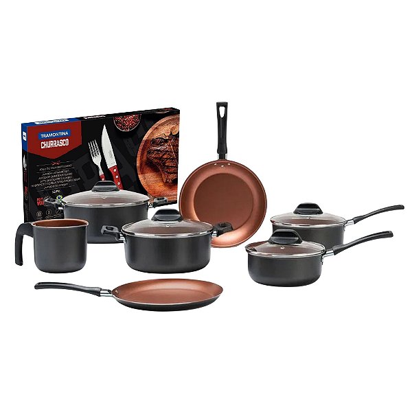 Conjunto Panelas Topazio 7 Peças Com Jogo Talher Jumbo 12 Peças