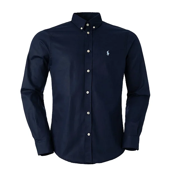 Camisa Ralph Lauren Masculina Oxford Marinho Poney Azul