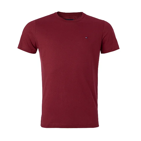 Camiseta Tommy Hilfiger Basica Masculina Essential Cotton Cor Vinho