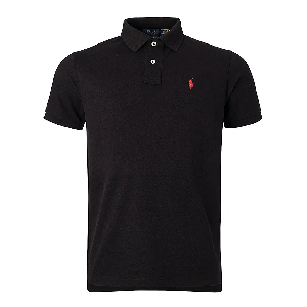 Camisa Polo Ralph Lauren Custom Fit Cor Preta
