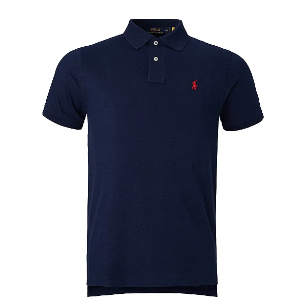 Camisa Polo Ralph Lauren Custom Fit Cor Marinho