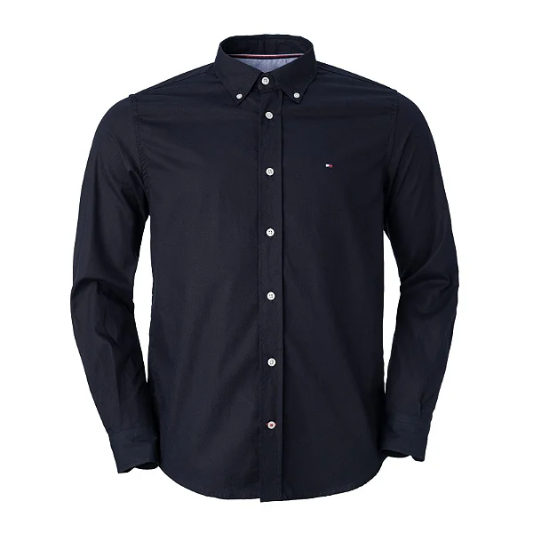 Camisa Tommy Hilfiger Masculina Algodão Regular Fit Preta