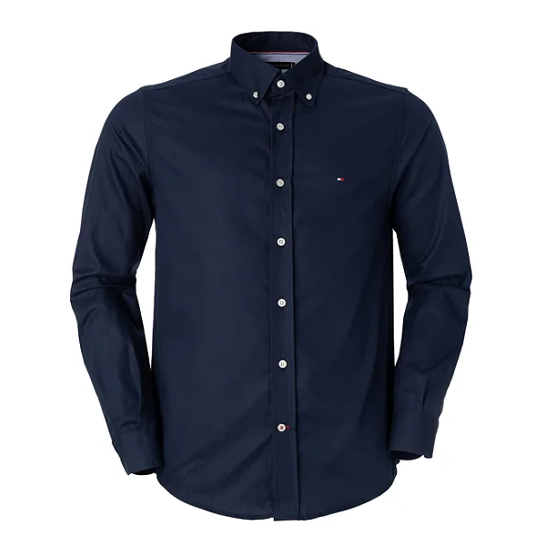 Camisa Tommy Hilfiger Masculina Algodão Regular Fit Azul Marinho