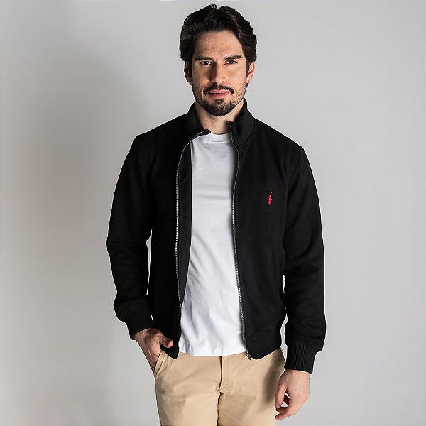 Jaqueta RL Suede Gola Alta - Preta