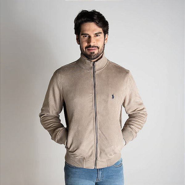 Jaqueta RL Suede Gola Alta - Bege