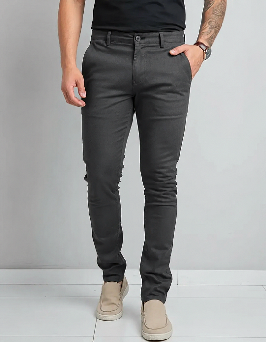 Calça Sarja Tommy Hilfiger Masculina Chino Chumbo