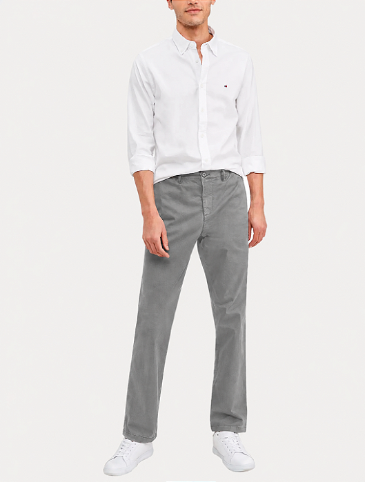Calça Sarja Tommy Hilfiger Masculina Chino Cinza