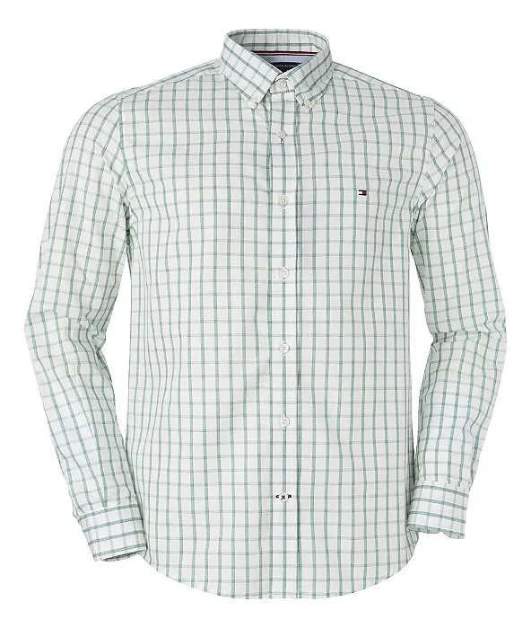 Camisa Tommy Hilfiger Masculina Xadrez Verde