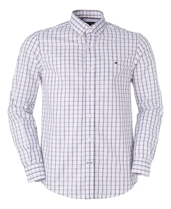 Camisa Tommy Hilfiger Masculina Xadrez Cinza