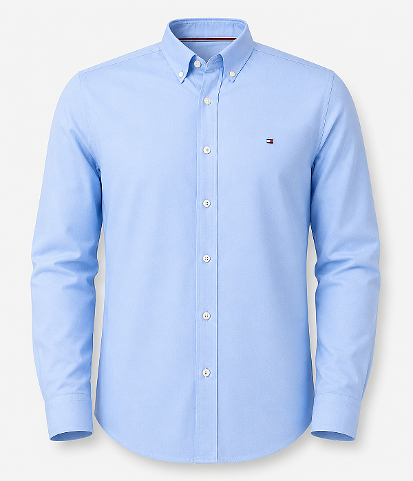 Camisa Tommy Hilfiger Masculina Oxford Azul Claro