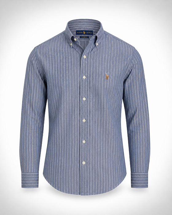 Camisa Ralph Lauren Listrada Branca/Cinza