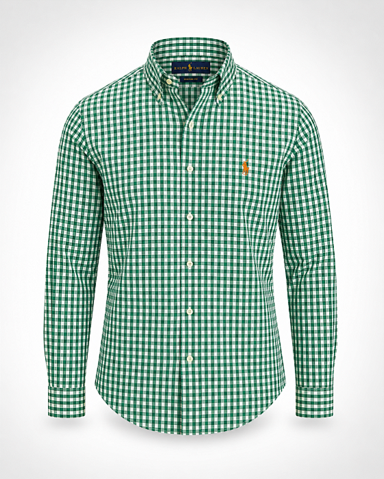 Camisa Ralph Lauren micro Xadrez Verde e branca