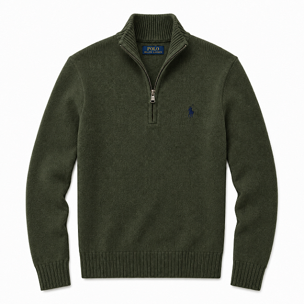 Suéter Ralph Lauren Gola alta com Zíper Green/Gray