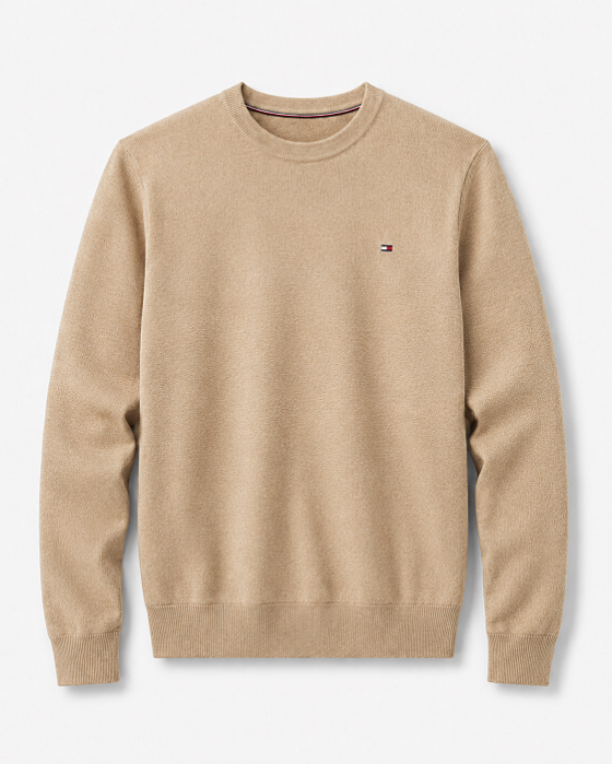 Suéter Clássico Gola Redonda Tommy Hilfiger Bege